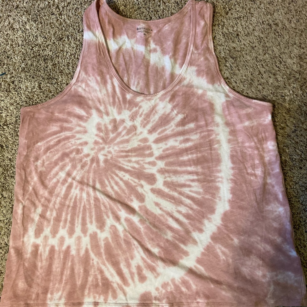 Athleta Pink and White tie-dye Tank Top
